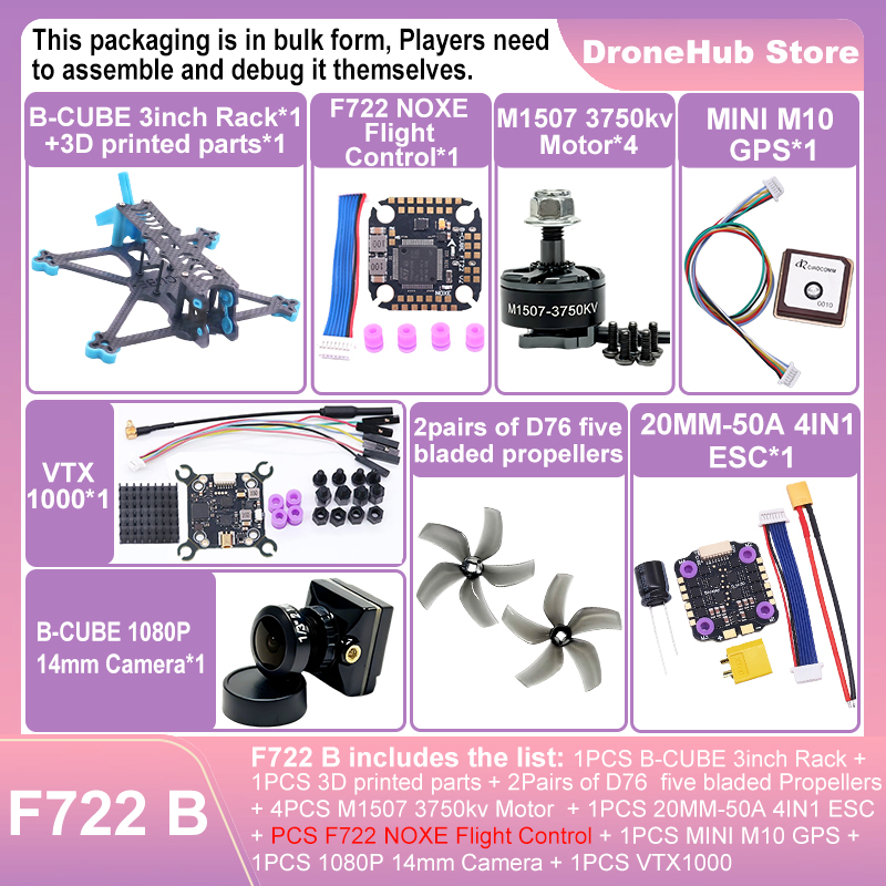 B-CUBE 3 inci FPV Drone Frame  - Drone Kit Octocopter ulasan dan harga